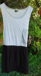 Sleeveless drop-waist black & gray dress